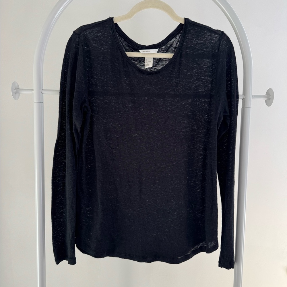 H&M Black 100% Linen Long Sleeve Top